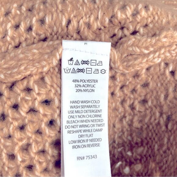 Joie super soft tan open knit collared button front cardigan large NEW - Picture 6 of 6